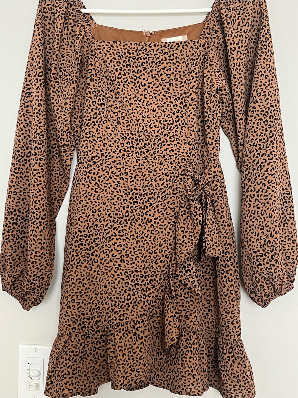 Altar'd State Brown Leopard-Print Long Sleeve Mini Dress